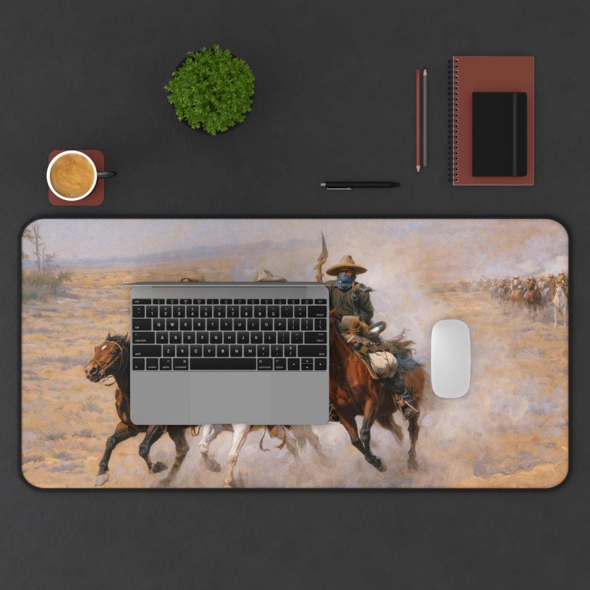 Western Cowboys Desk Mat — Vintage Horseback Rodeo Artwork