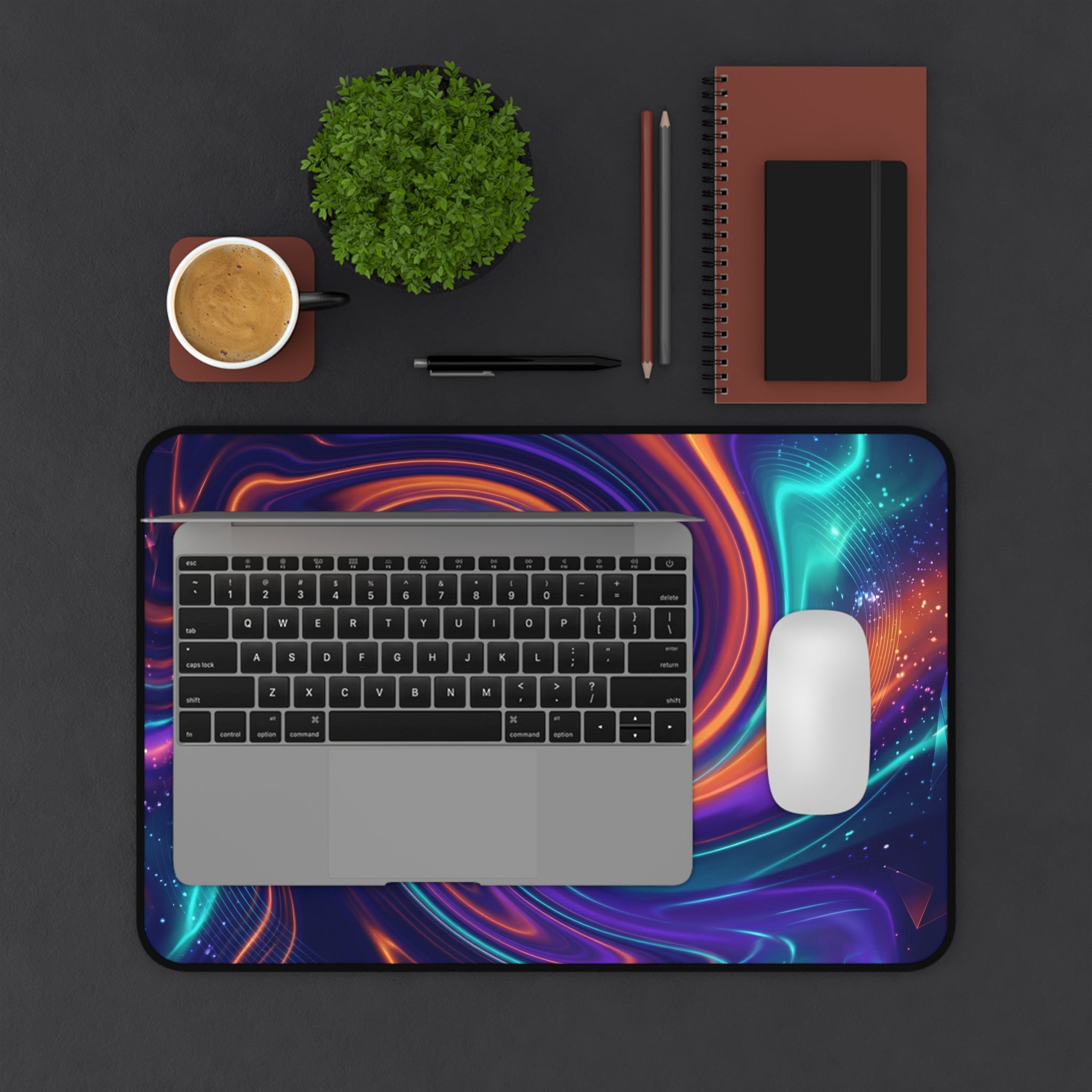 Swirling Nebula Desk Mat — Colorful Galaxy Mouse Pad for Gamers & Creatives