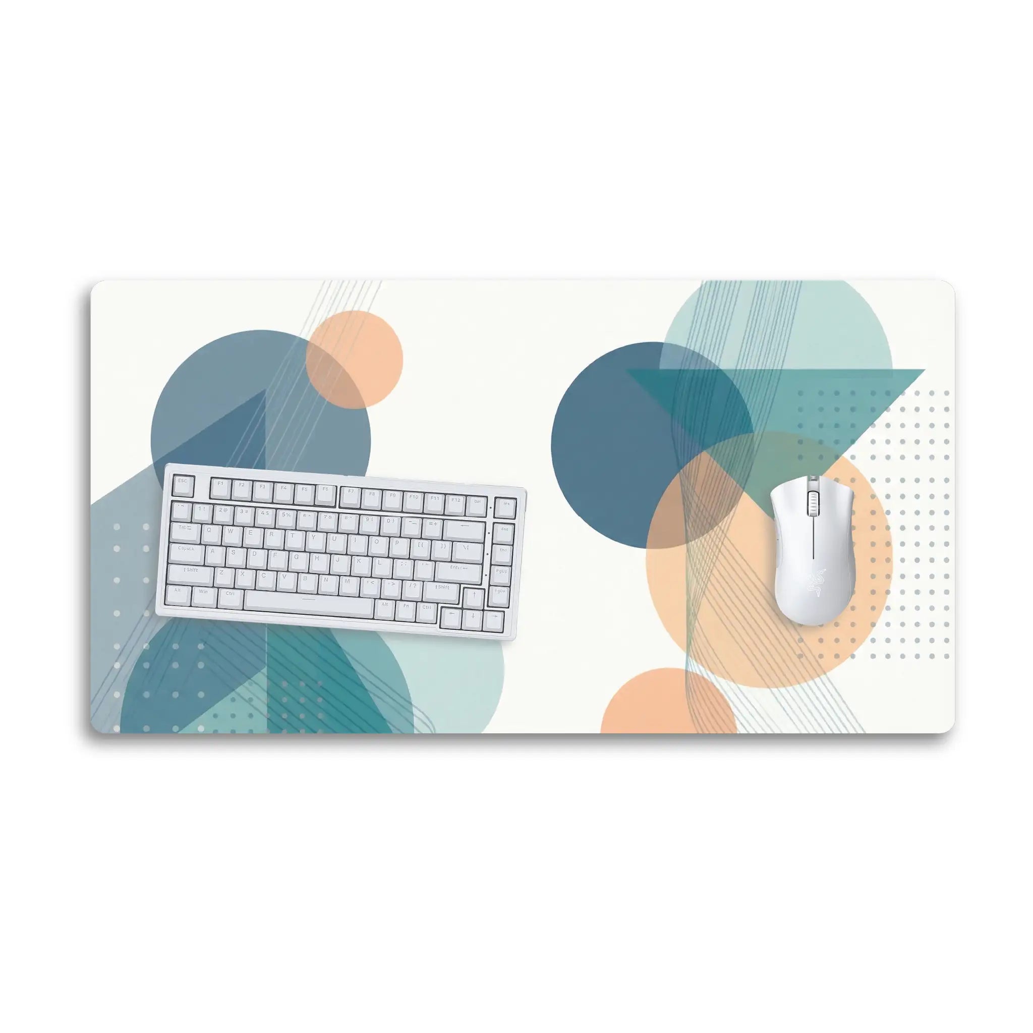 Abstract Geometric Desk Mat — Midcentury Circles & Triangles Mouse Pad