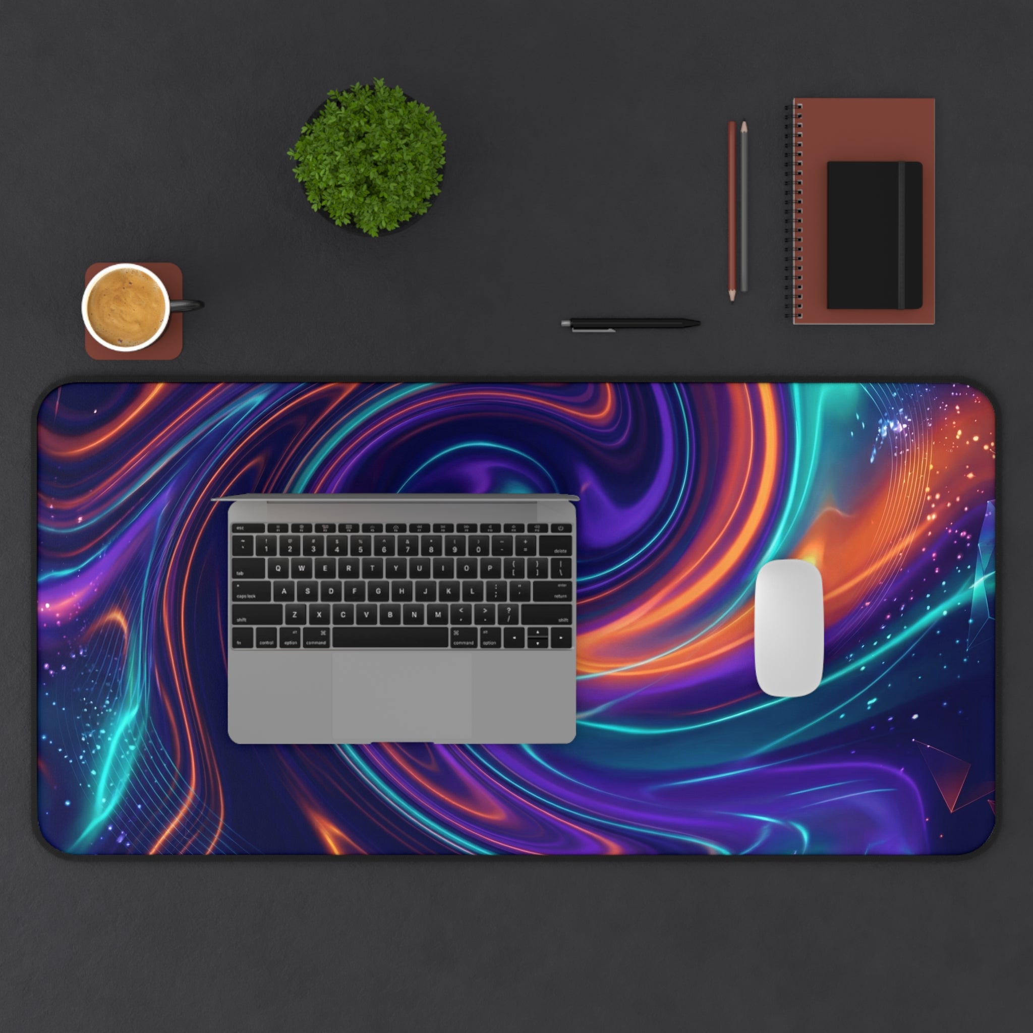 Swirling Nebula Desk Mat — Colorful Galaxy Mouse Pad for Gamers & Creatives