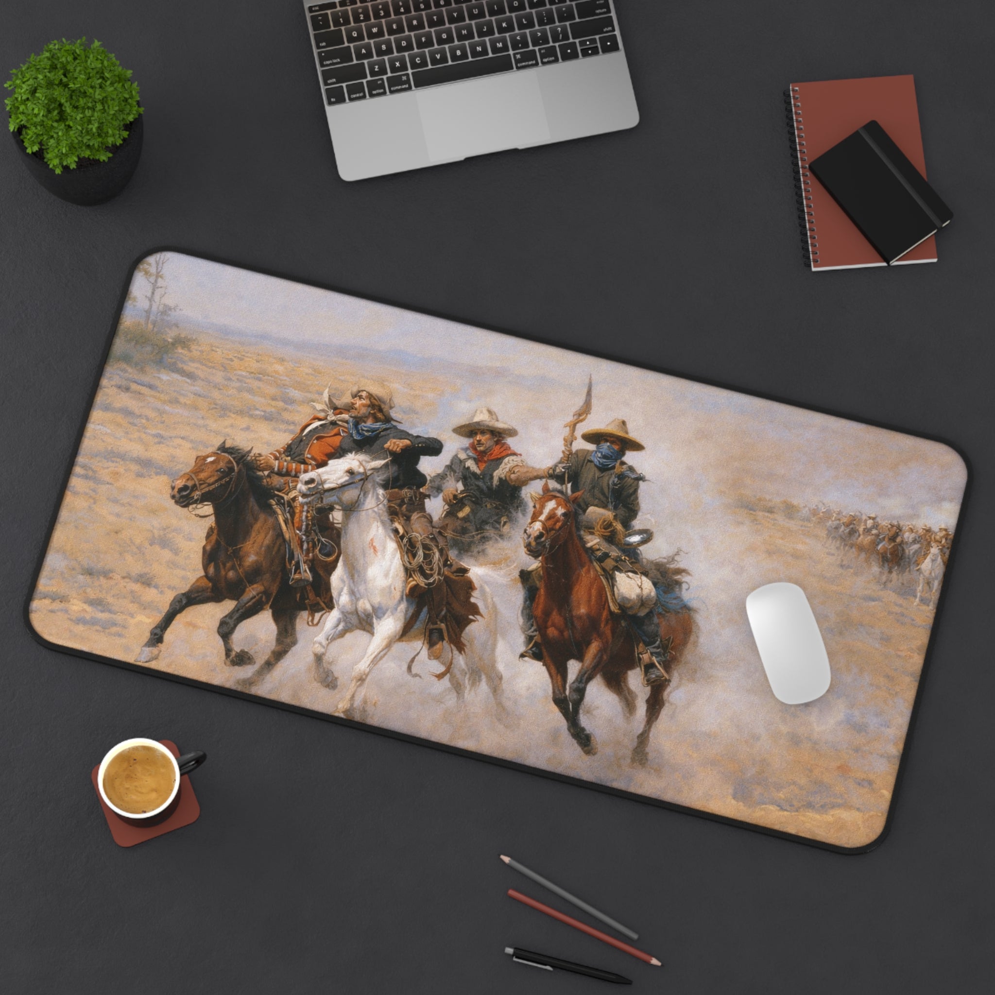 Western Cowboys Desk Mat — Vintage Horseback Rodeo Artwork