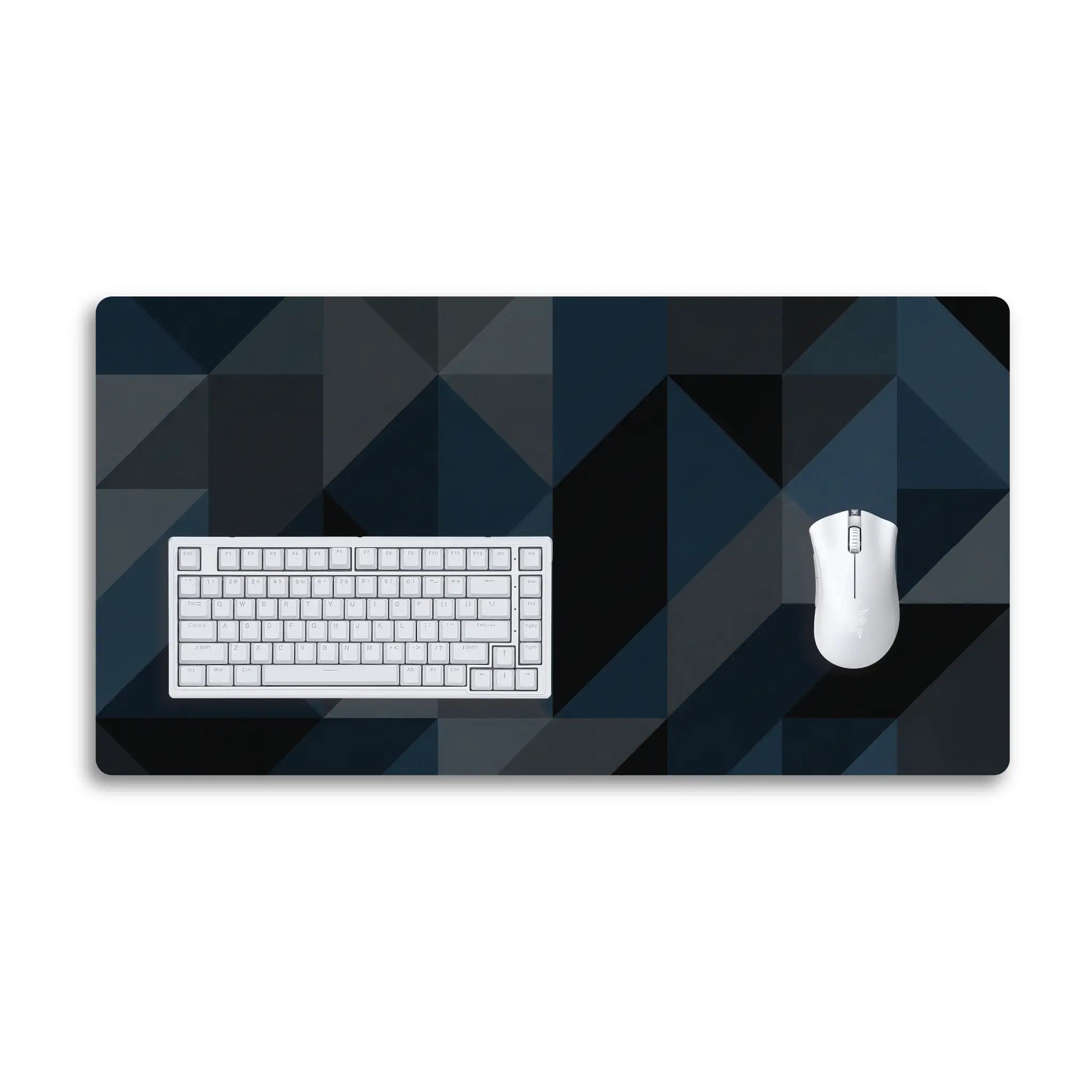 Desk Mat - Dark Geometric Triangle Pattern Gaming & Office Mouse Pad