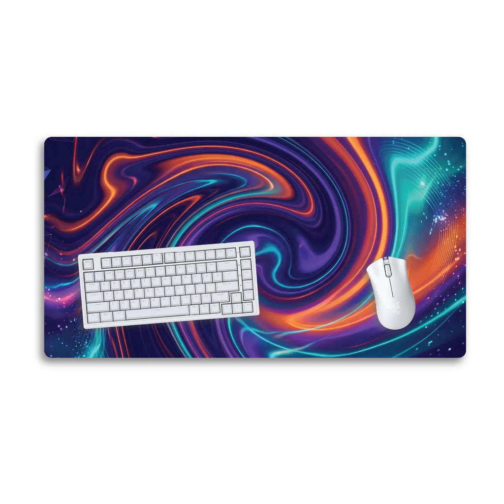 Swirling Nebula Desk Mat — Colorful Galaxy Mouse Pad for Gamers & Creatives