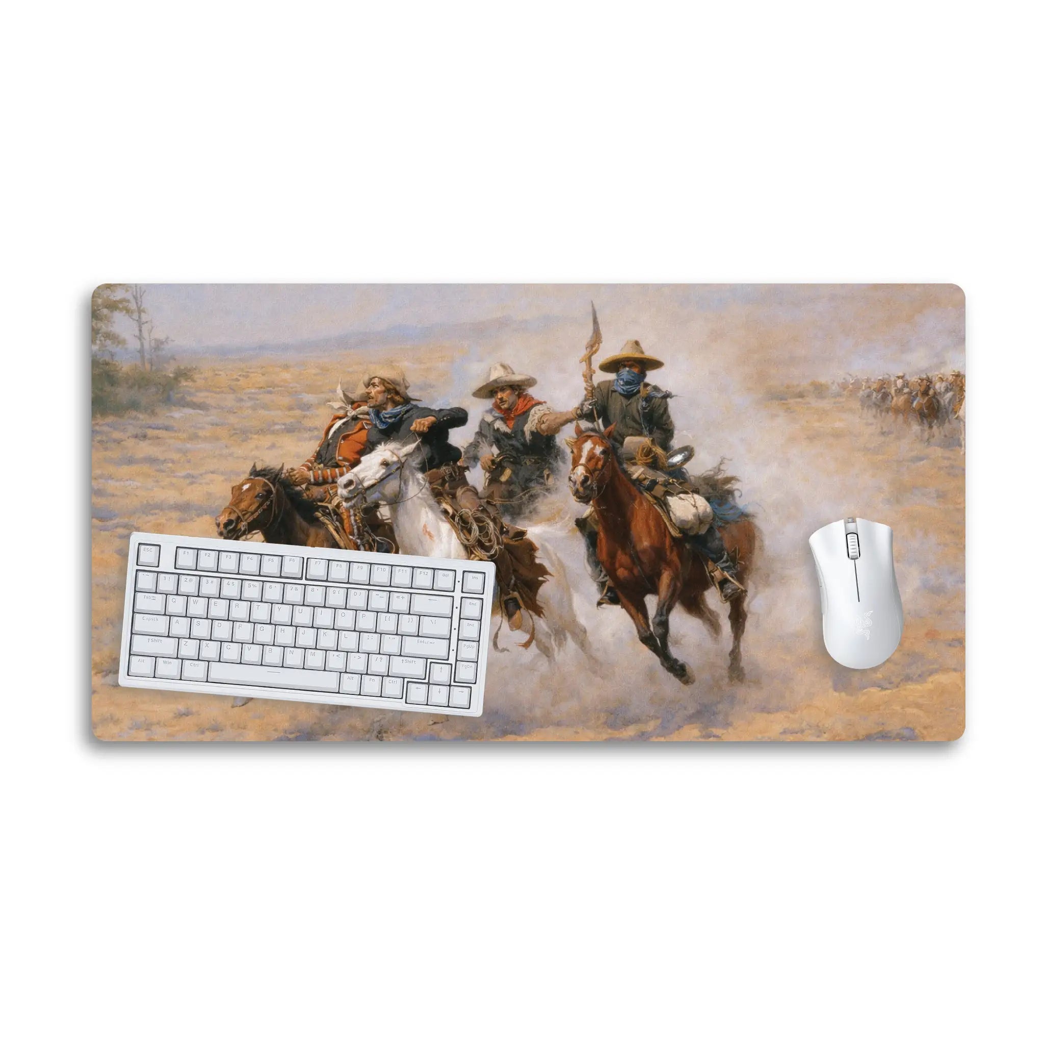 Western Cowboys Desk Mat — Vintage Horseback Rodeo Artwork