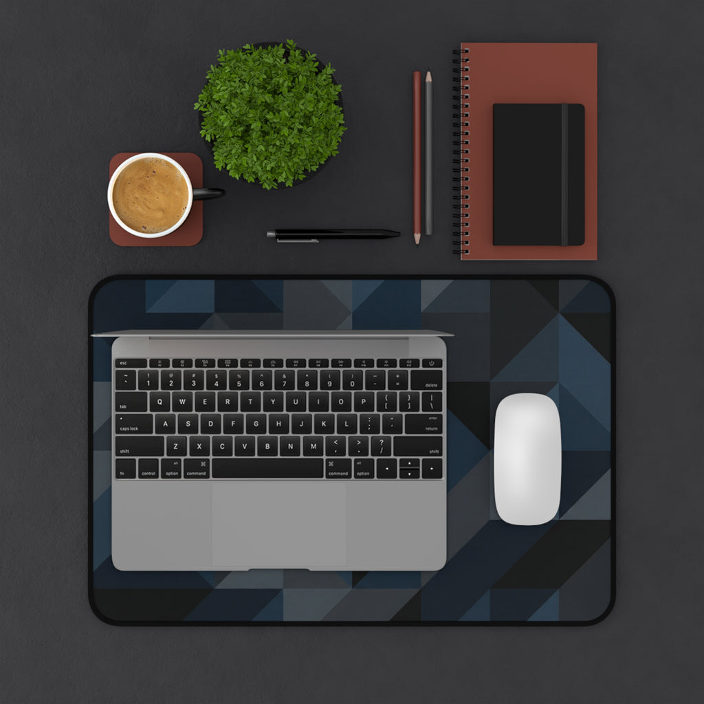 Desk Mat - Dark Geometric Triangle Pattern Gaming & Office Mouse Pad