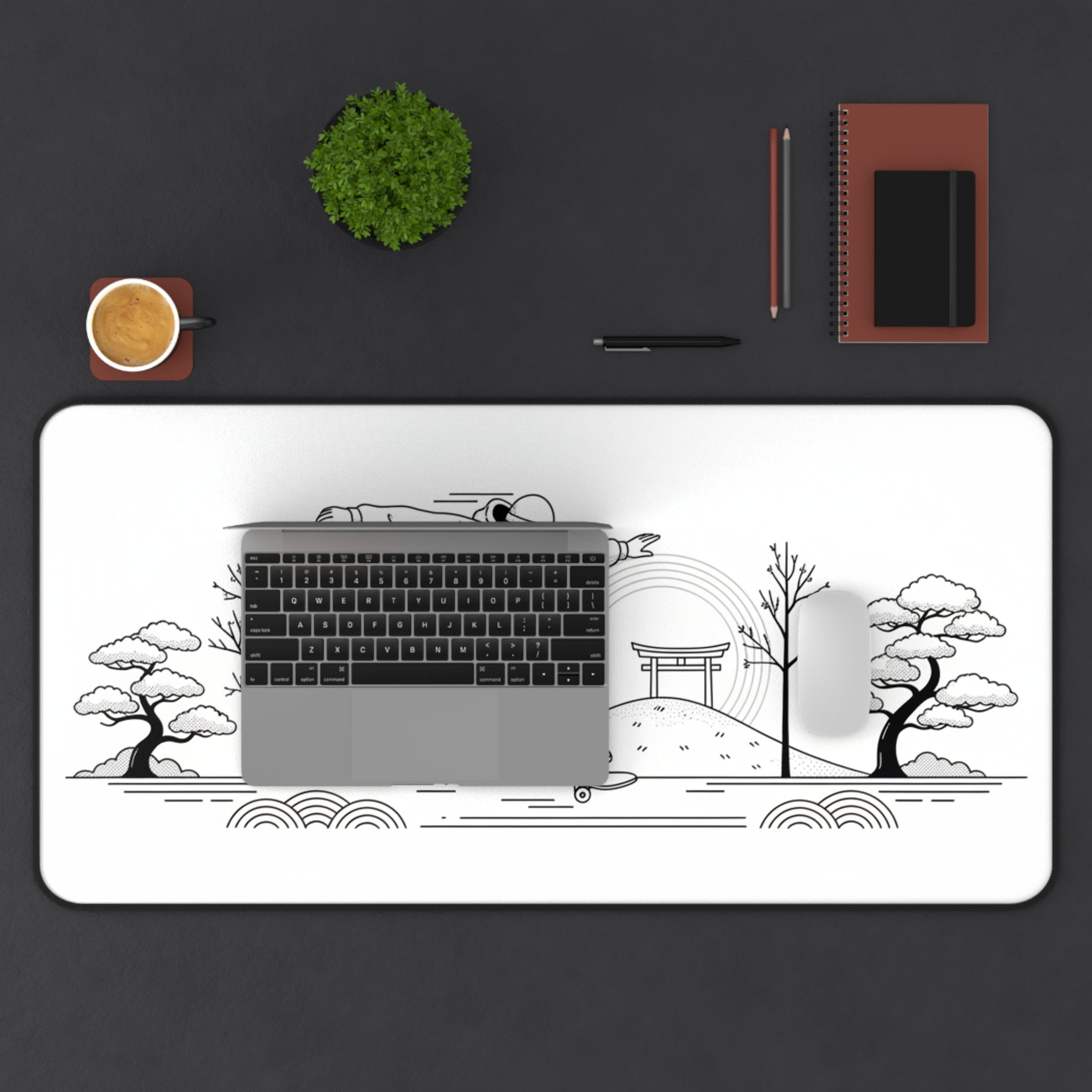 Minimalist Skateboarder Zen Desk Mat