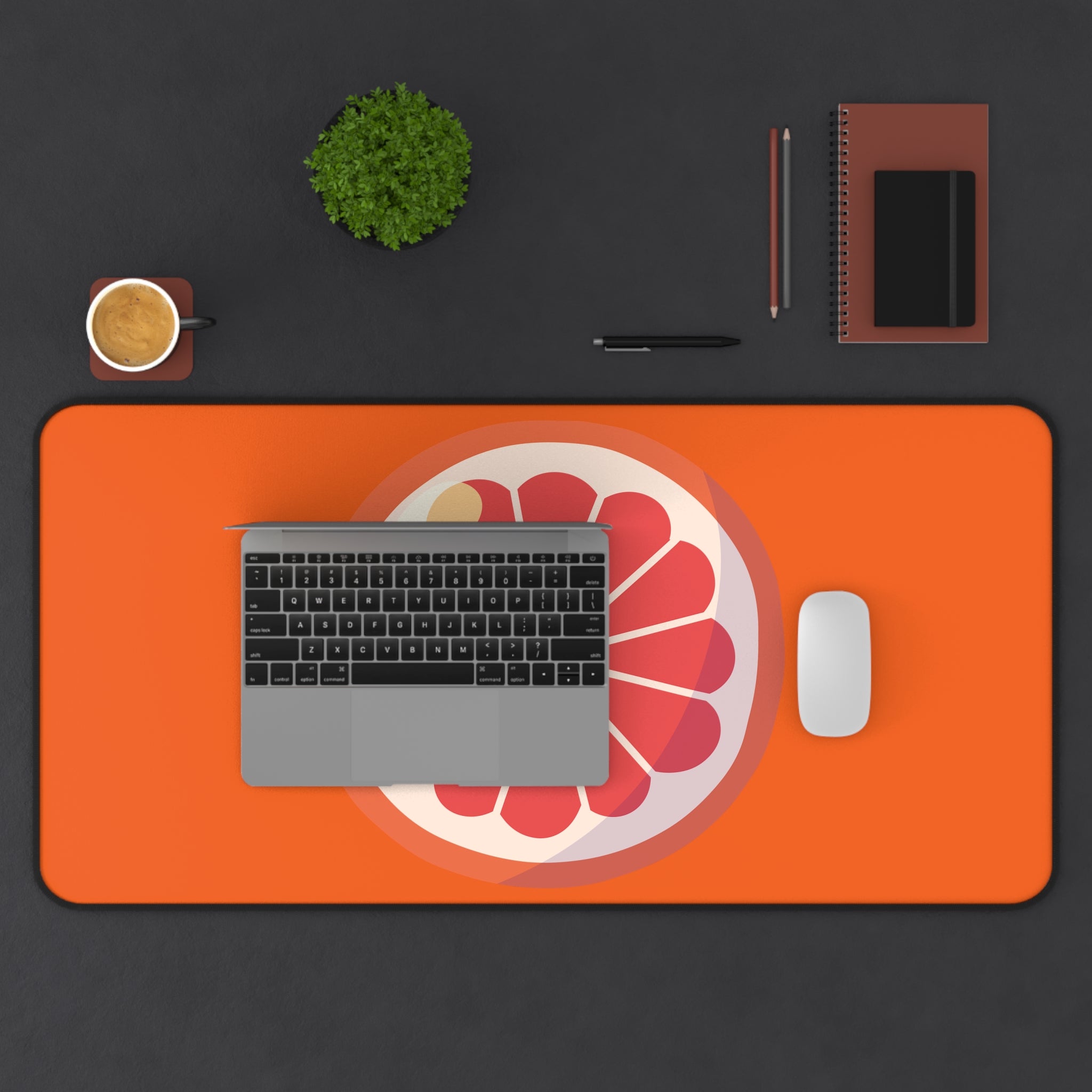 Grapefruit Slice Desk Mat — Bright Citrus Mouse Pad/Workstation Mat