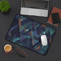 Abstract Geometric Desk Mat — Futuristic Teal & Gold Gaming Mousepad