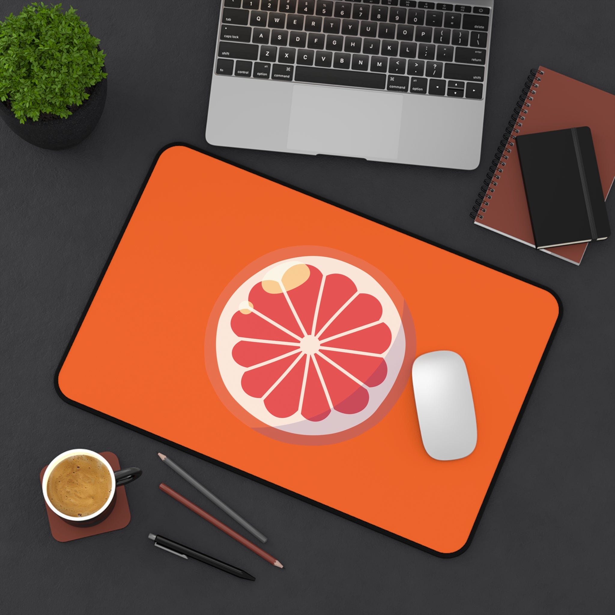 Grapefruit Slice Desk Mat — Bright Citrus Mouse Pad/Workstation Mat