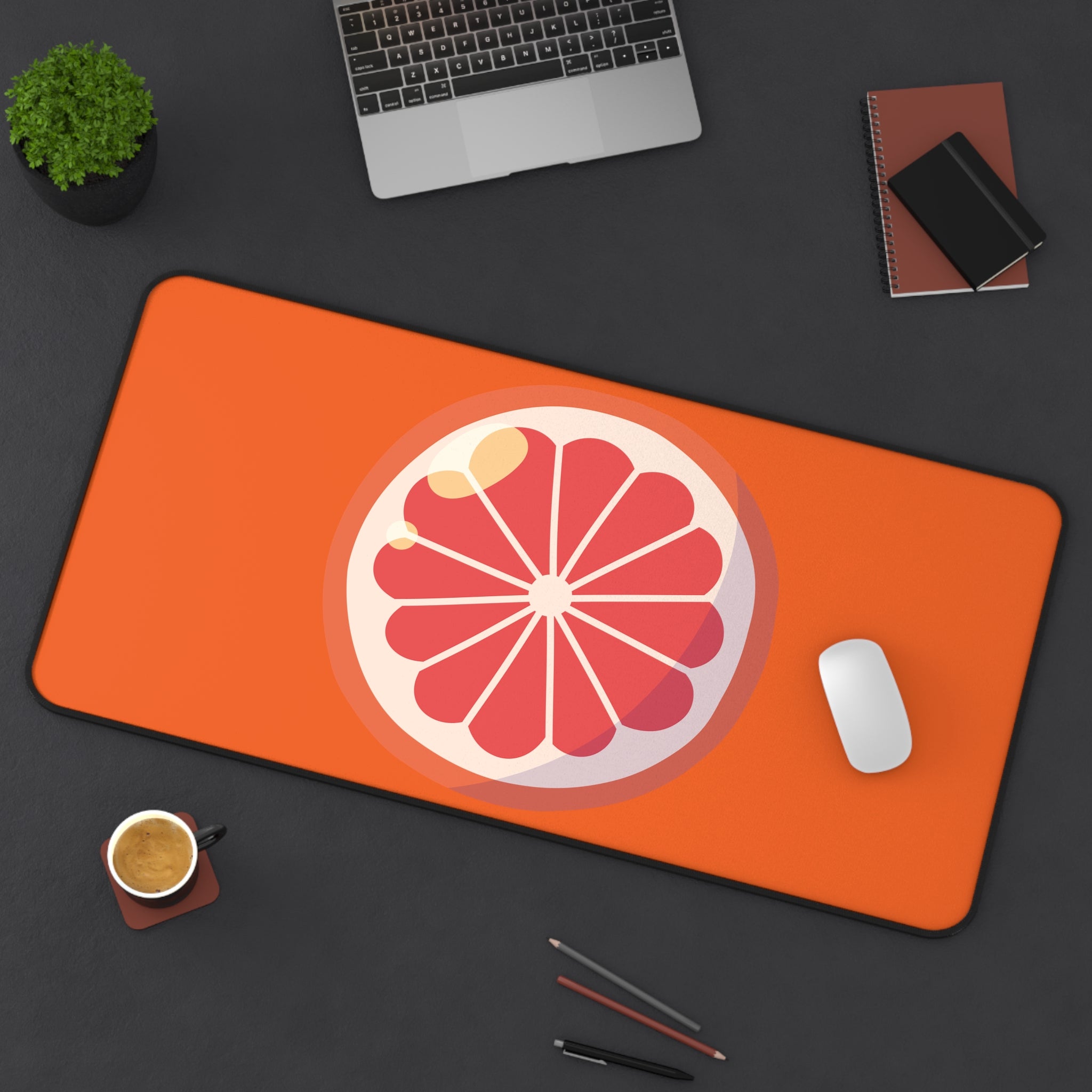 Grapefruit Slice Desk Mat — Bright Citrus Mouse Pad/Workstation Mat