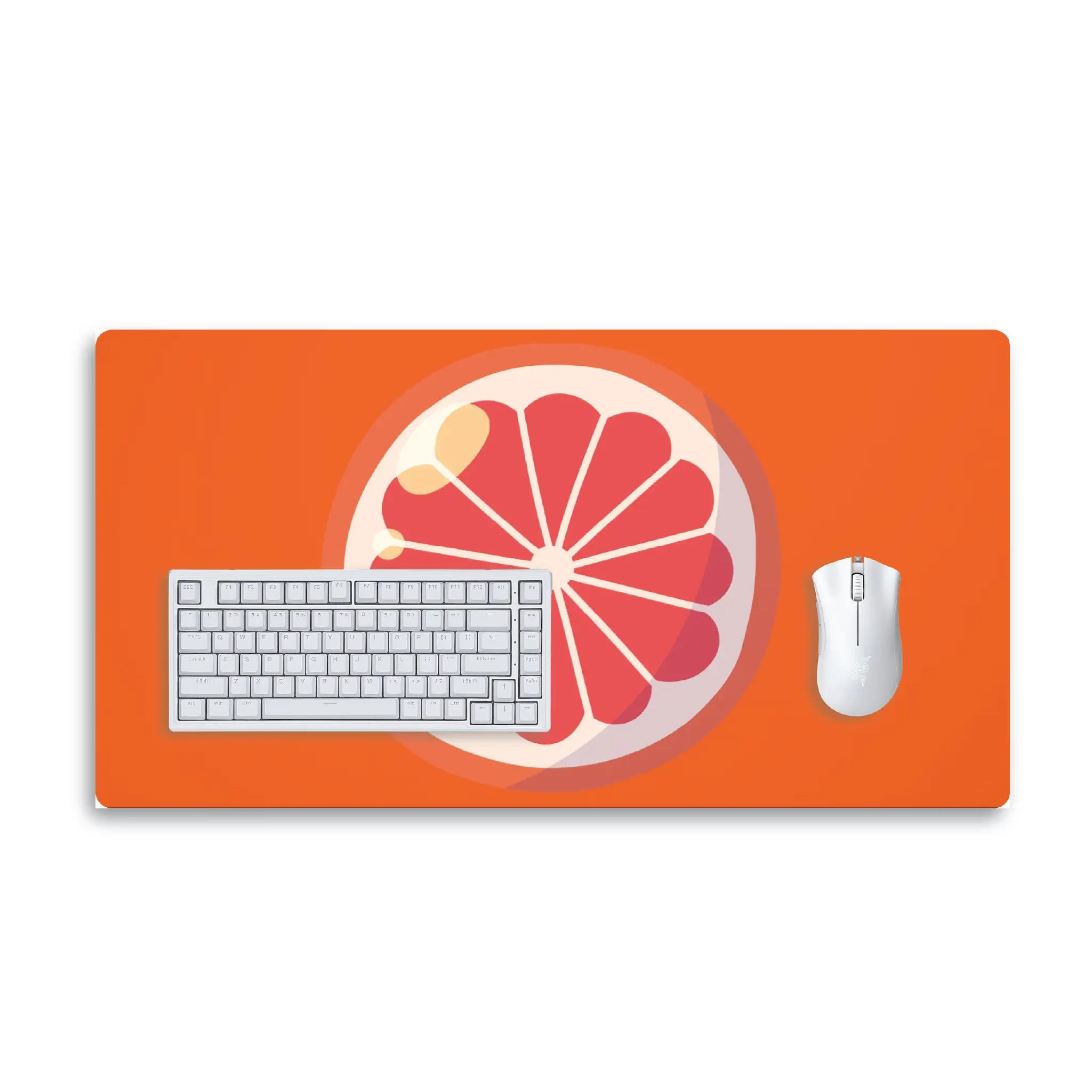 Grapefruit Slice Desk Mat — Bright Citrus Mouse Pad/Workstation Mat